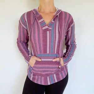 Pie in the Sky purple tribal stripe print lightweight hoodie top size medium